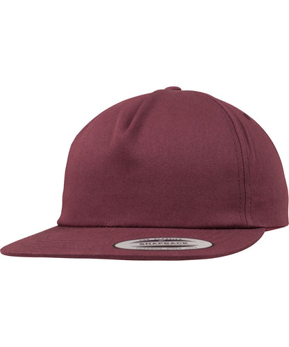 Flexfit By Yupoong Unstructured 5 Panel Snapback 6502 YP047 - Maroon One size - Customisable Caps