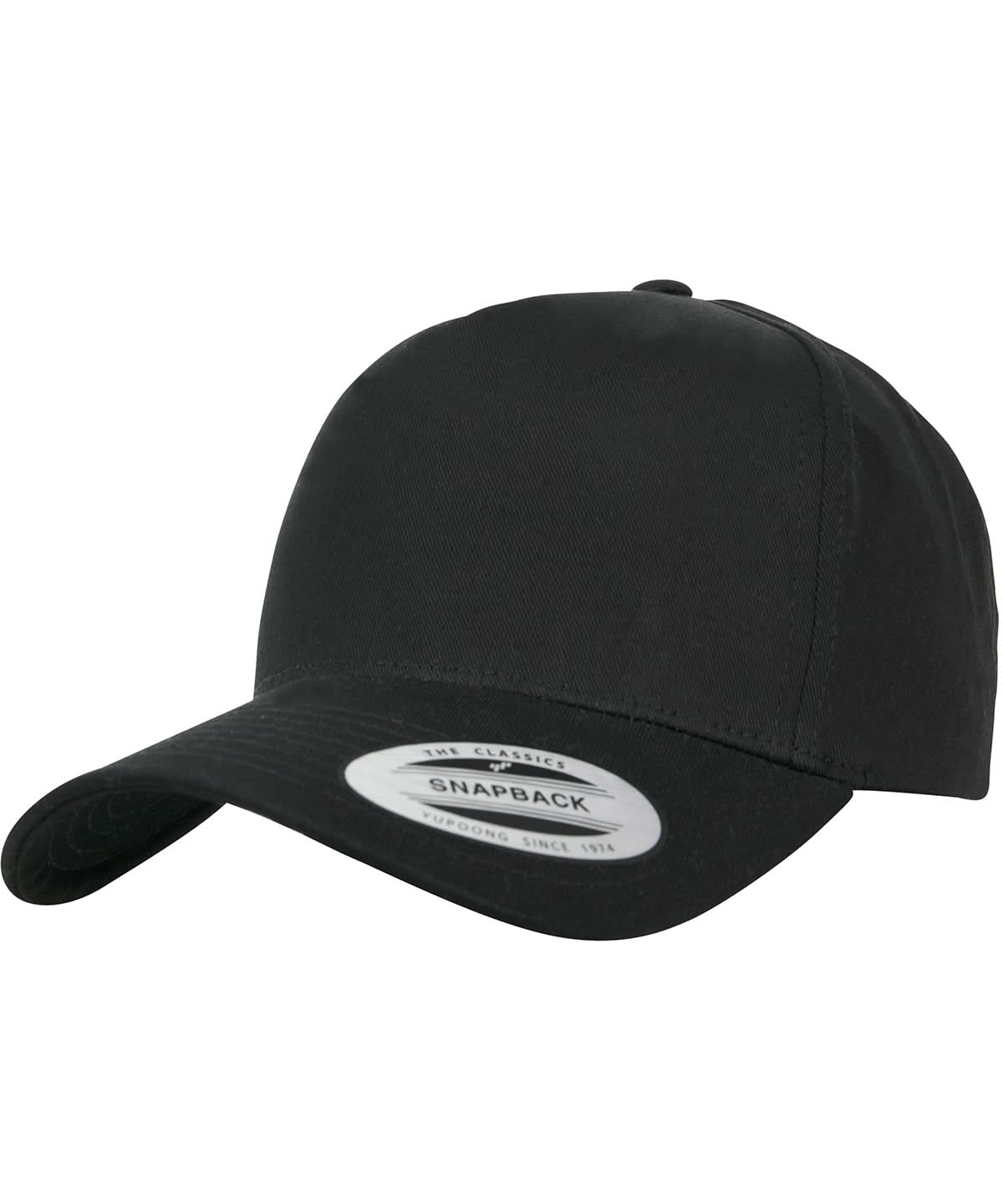 Flexfit By Yupoong 5 Panel Curved Classic Snapback 7707 YP058 - Black One size - Customisable Caps