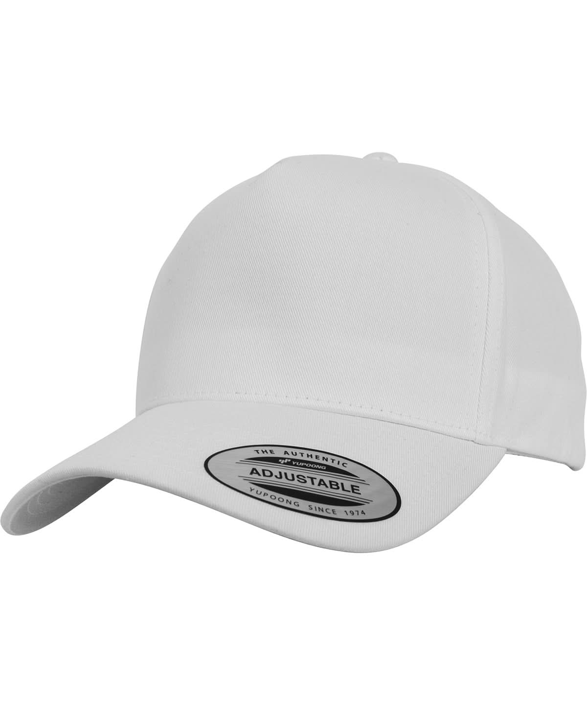 Flexfit By Yupoong 5 Panel Curved Classic Snapback 7707 YP058 - White One size - Customisable Caps