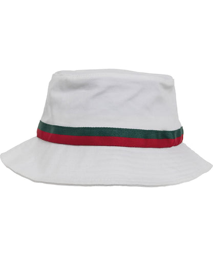 Flexfit By Yupoong Stripe Bucket Hat 5003S YP072 - White Fire Red Green One size - Customisable Hats