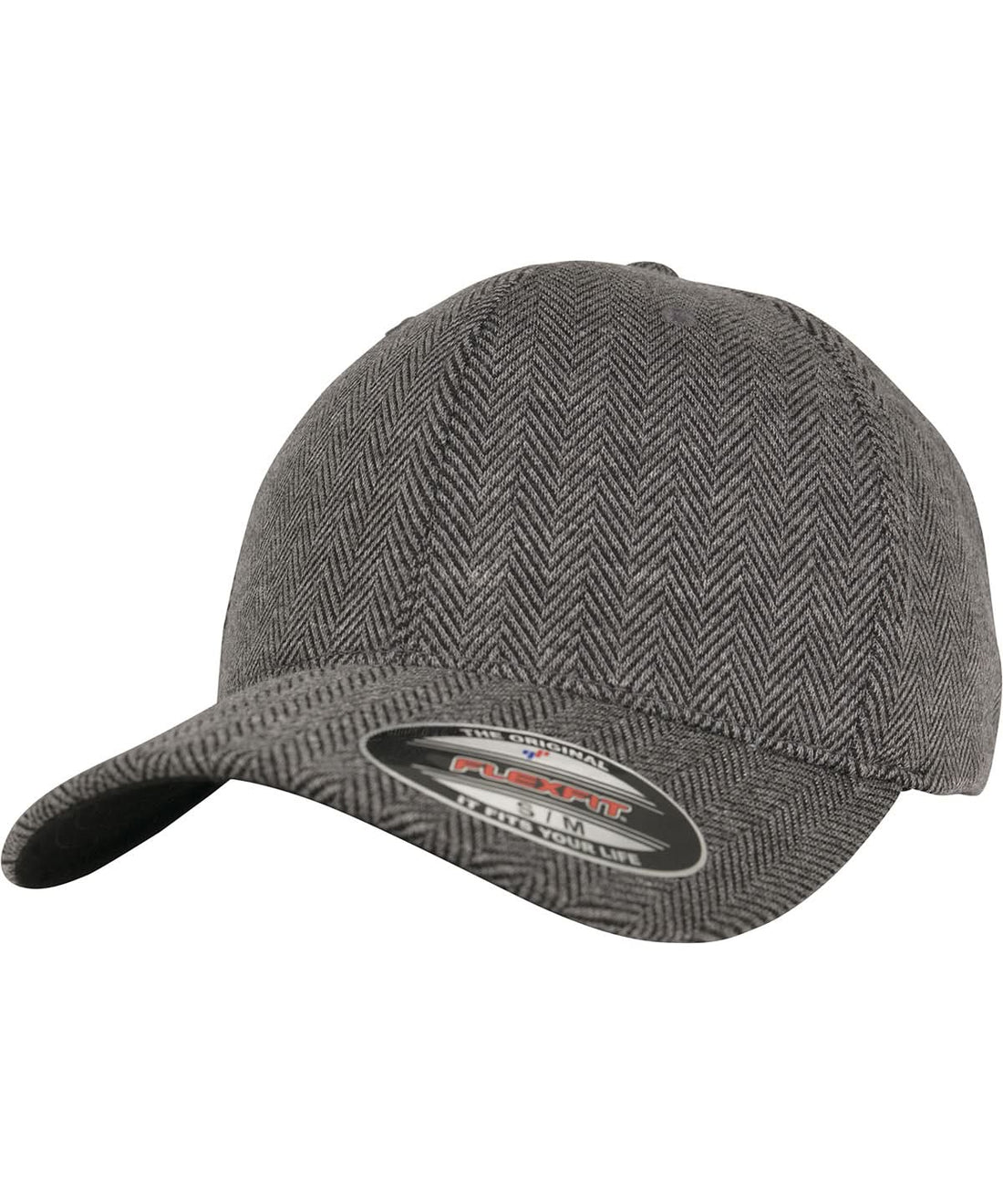 Flexfit By Yupoong Herringbone Melange Flexfit 6277Hm YP108 - Black heather Grey - Customisable Caps