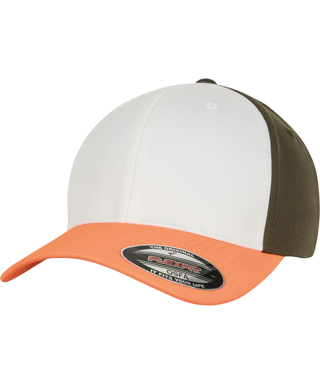 Flexfit By Yupoong 3 Tone Flexfit 6277Tt YP122 - Neon Orange White Olive - Customisable Caps