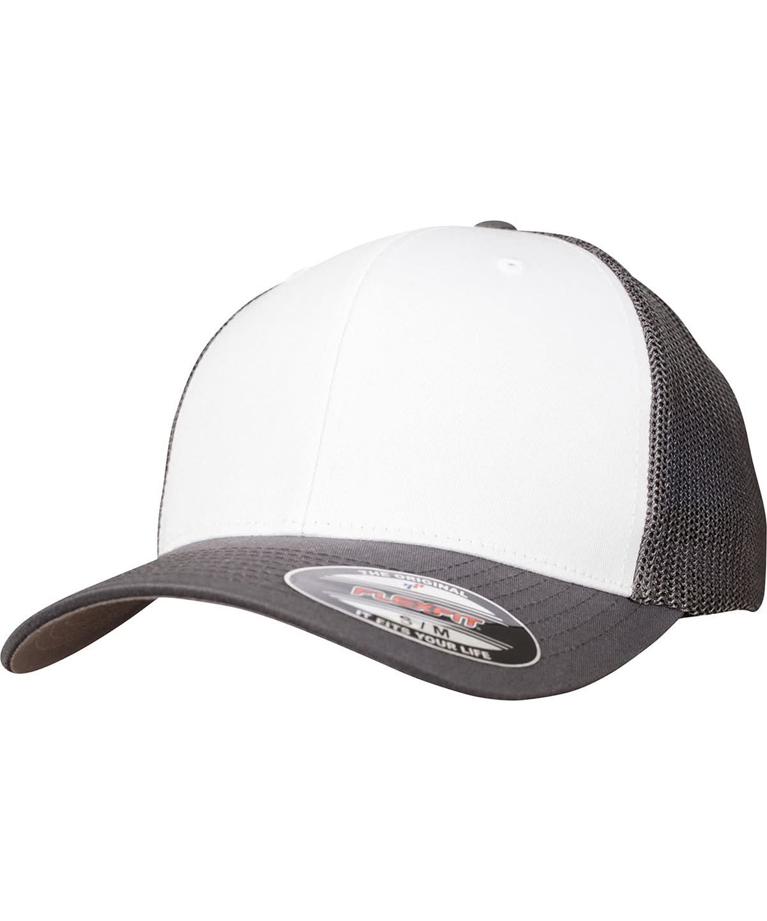 Flexfit By Yupoong Flexfit Mesh Coloured Front 6511Cf YP126 - Dark Grey White Dark Grey - Customisable Caps
