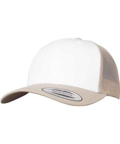 Flexfit By Yupoong Retro Trucker Coloured Front 6606Cf YP129 - Khaki White Khaki One size - Customisable Caps