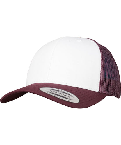 Flexfit By Yupoong Retro Trucker Coloured Front 6606Cf YP129 - Maroon White Maroon One size - Customisable Caps