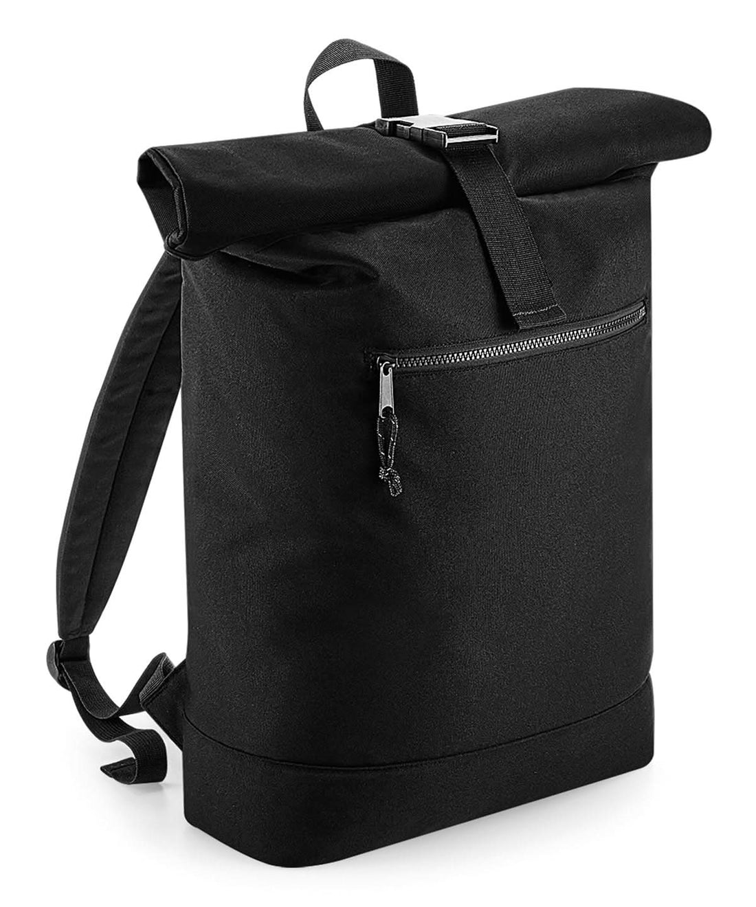 Bagbase Recycled rolled top backpack BG286 - Black One size - Customisable Bags
