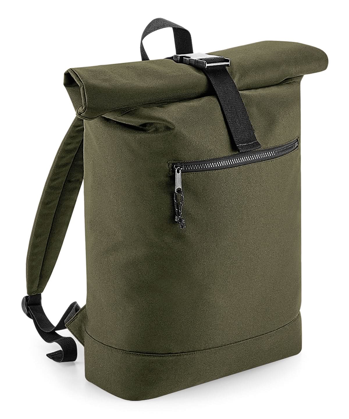 Bagbase Recycled rolled top backpack BG286 - Military Green One size - Customisable Bags