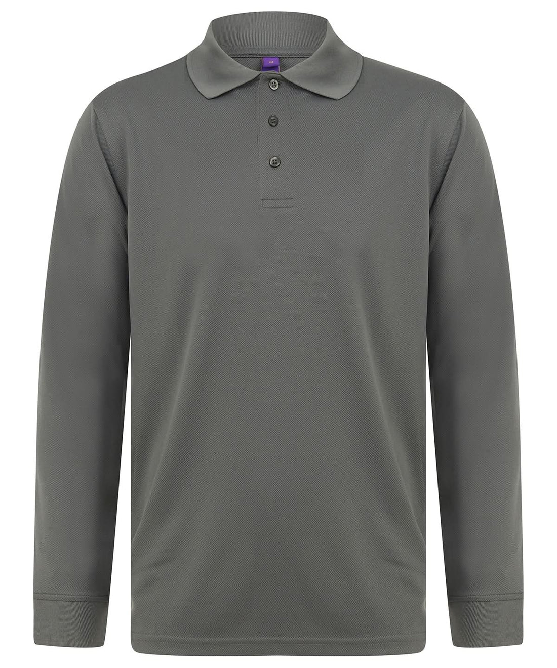 Henbury Long Sleeve Coolplus Polo Shirt HB478 - Charcoal Grey - Customisable Polos