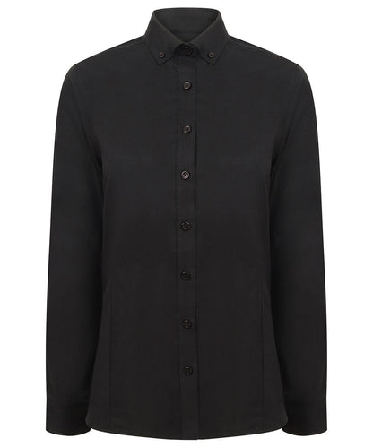 Henbury WomenS Modern Long Sleeve Oxford Shirt HB513 - Black - Customisable Shirts