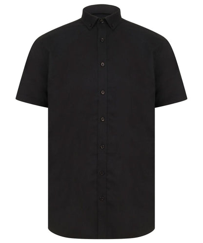 Henbury Modern Short Sleeve Oxford Shirt HB517 - Black - Customisable Shirts
