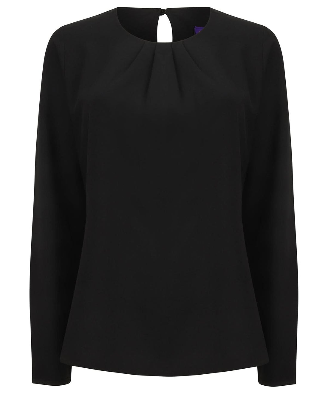 Henbury WomenS Pleat Front Long Sleeve Blouse HB598 - Black - Customisable Blouses