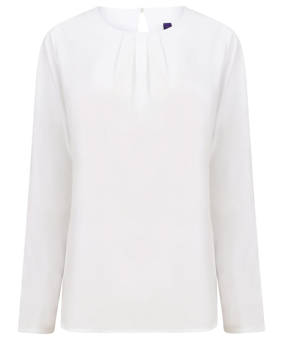 Henbury WomenS Pleat Front Long Sleeve Blouse HB598 - White - Customisable Blouses