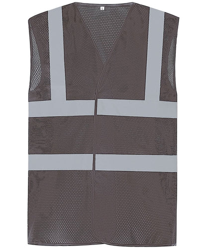 Yoko Top Cool Open Mesh 2 Band And Braces Waistcoat Hvw120 YK006 - Grey - Customisable HV Vest