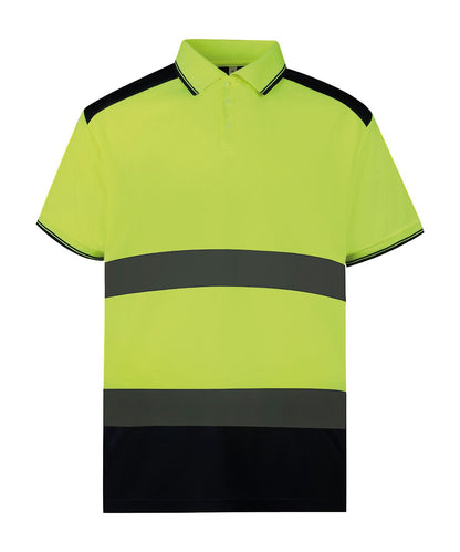 Yoko HV Two Tone Polo Shirt Hvj220 YK104 - Yellow Navy - Customisable Hi-Vis Polos