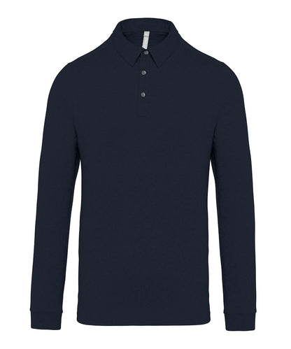 Kariban Jersey knit long sleeve polo shirt KB264 - Navy - Customisable Polos
