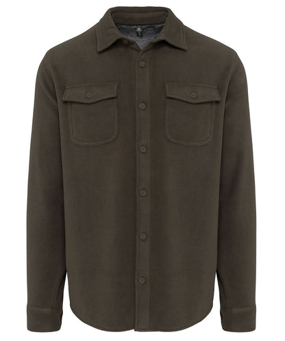 Kariban Sherpa lined fleece overshirt KB582 - Dark Khaki Storm Grey - Customisable Shirts