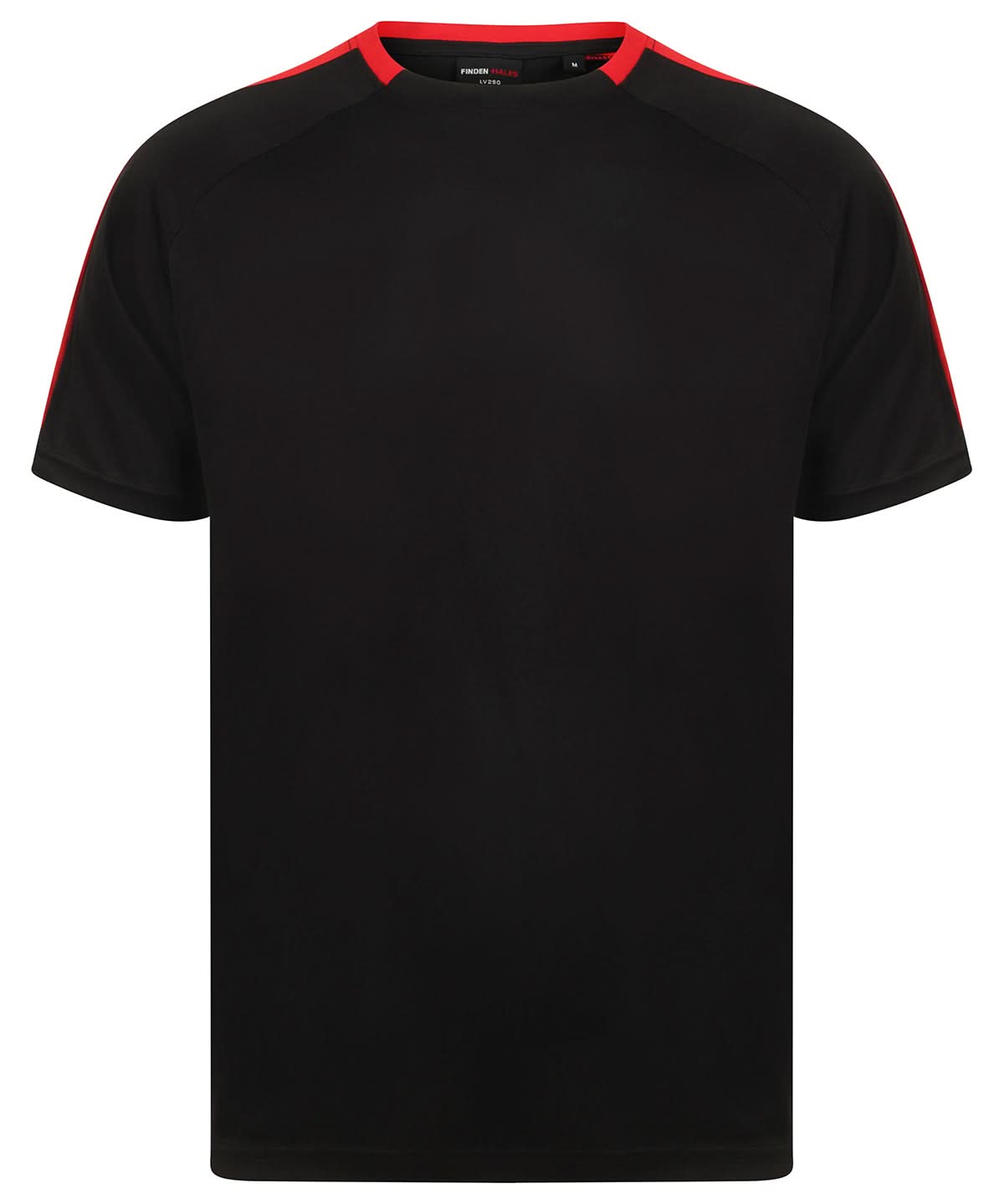 Finden &amp; Hales Finden Hales Unisex team t shirt LV290 - Black Red - Customisable T-Shirts
