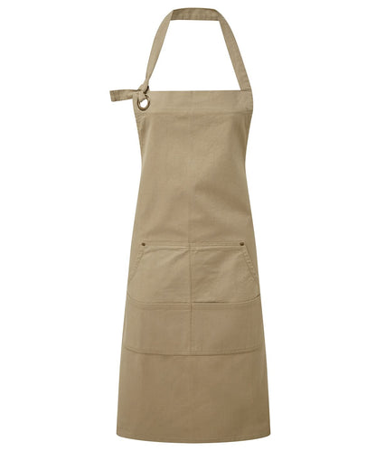 Premier Calibre heavy cotton canvas pocket apron PR137 - Khaki One size - Customisable Apron