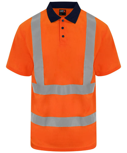 ProRTX High Visibility High visibility polo RX710 - HV Orange Navy - Customisable Hi-Vis Polos