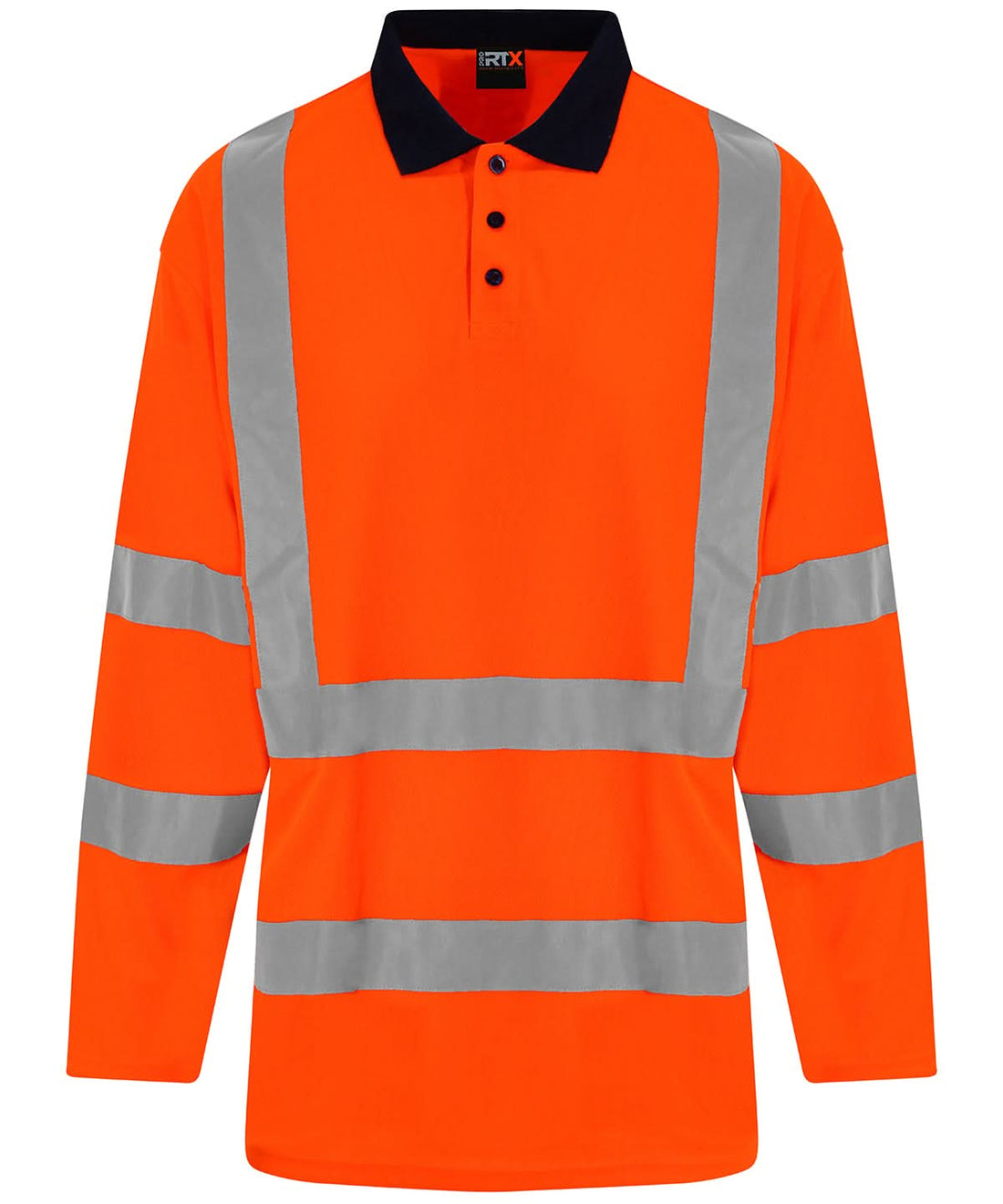 ProRTX High Visibility High visibility long sleeve polo RX715 - HV Orange Navy - Customisable Hi-Vis Polos