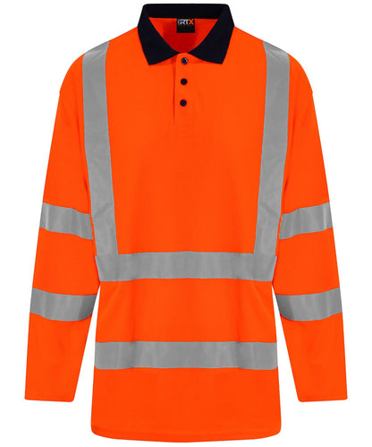 ProRTX High Visibility High visibility long sleeve polo RX715 - HV Orange Navy - Customisable Hi-Vis Polos