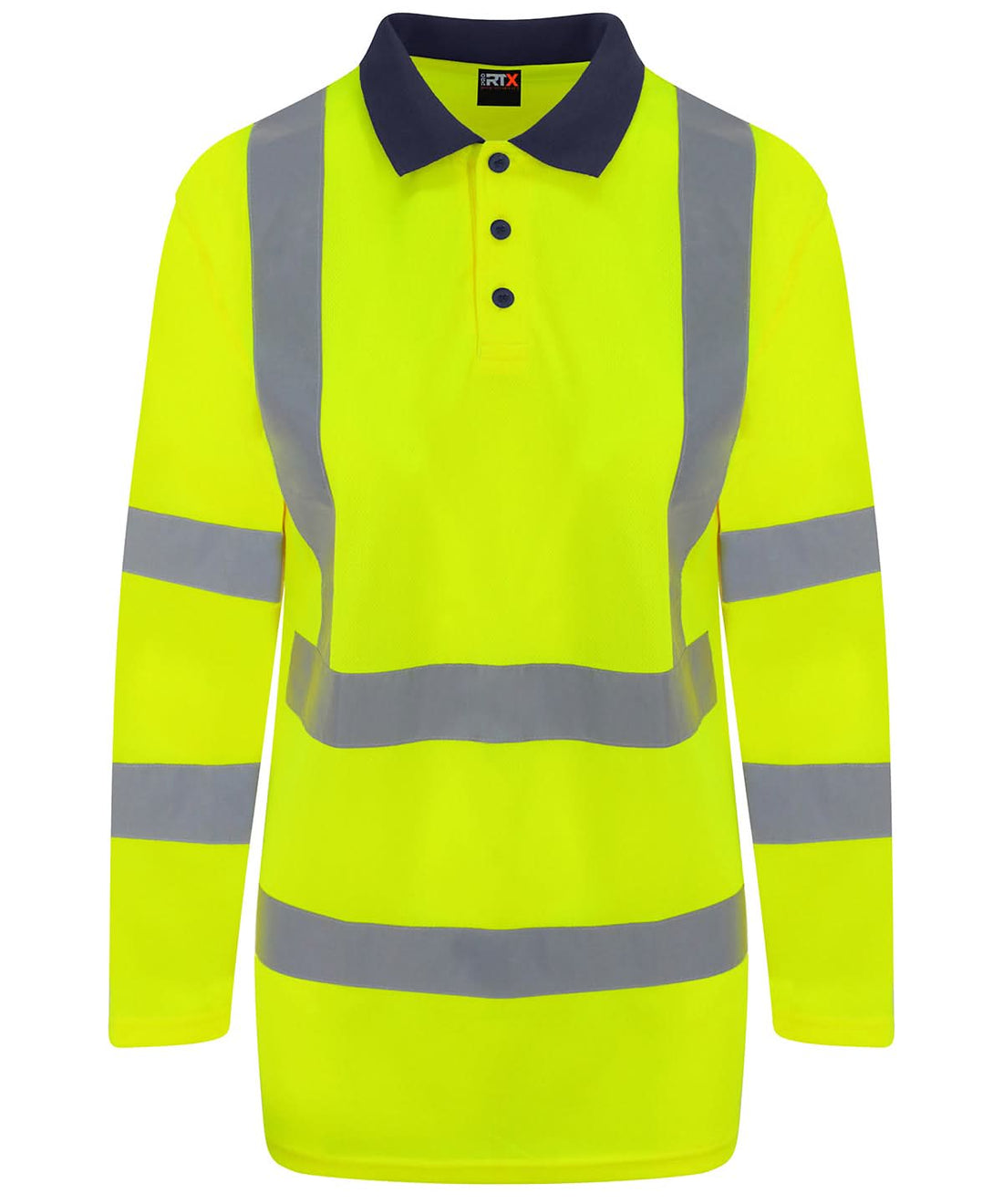 ProRTX High Visibility High visibility long sleeve polo RX715 - HV Yellow Navy - Customisable Hi-Vis Polos