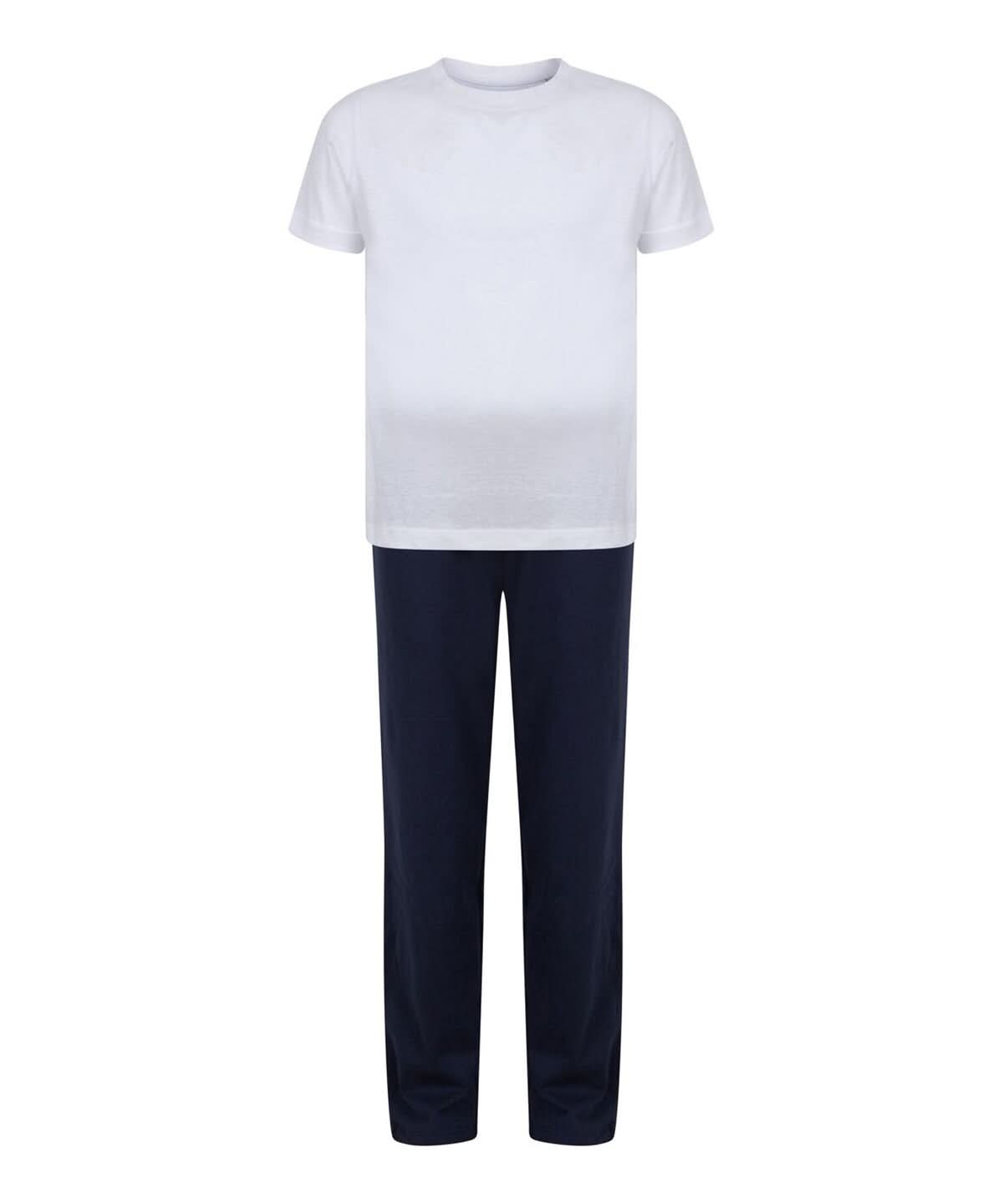 Towel City Kids long pyjamas TC059 - White Navy - Customisable Pyjamas