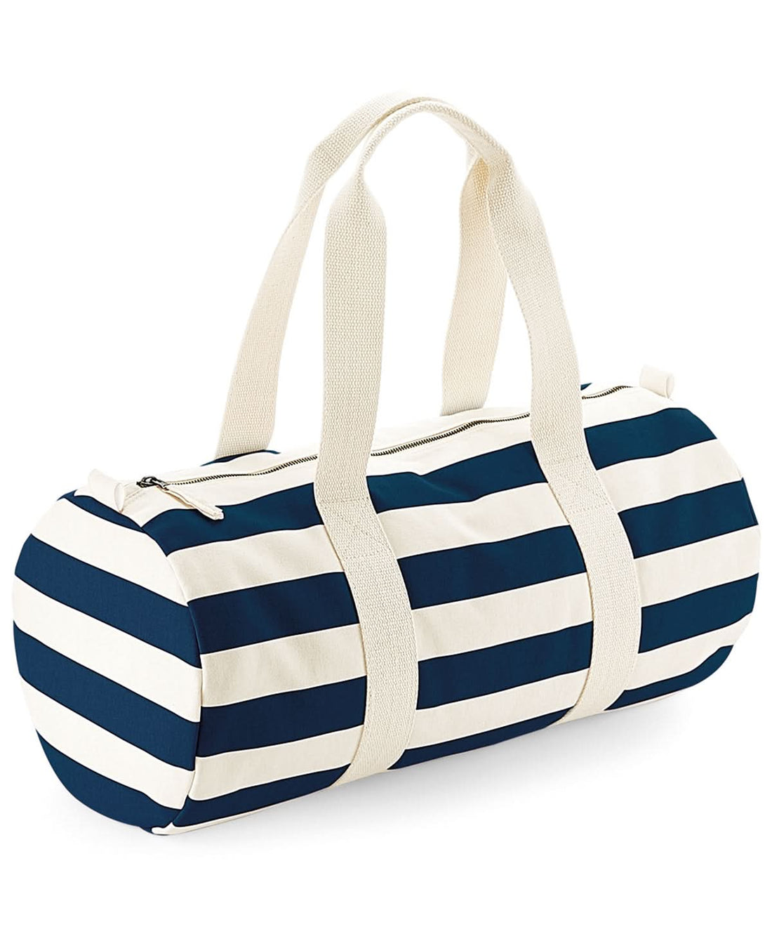 Westford Mill Nautical Barrel Bag WM688 - Natural Navy One Size - Customisable Bags