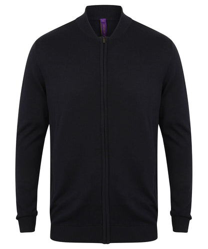 Henbury Unisex Zip Through Cardigan HB718 - Navy - Customisable Cardigans