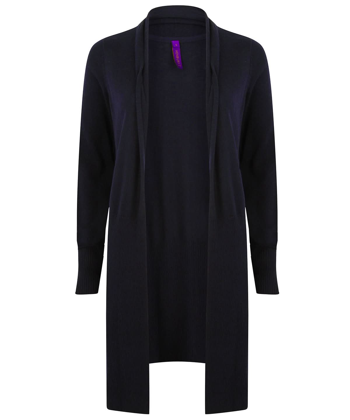 Henbury WomenS Longline Open Cardigan HB719 - Navy - Customisable Cardigans