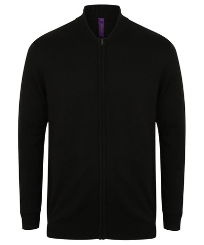Henbury Unisex Zip Through Cardigan HB718 - Black - Customisable Cardigans