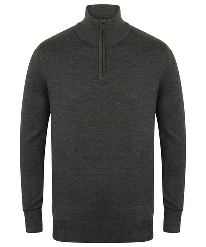 Henbury Zip Jumper HB729 - Grey Marl - Customisable Knitted Jumpers