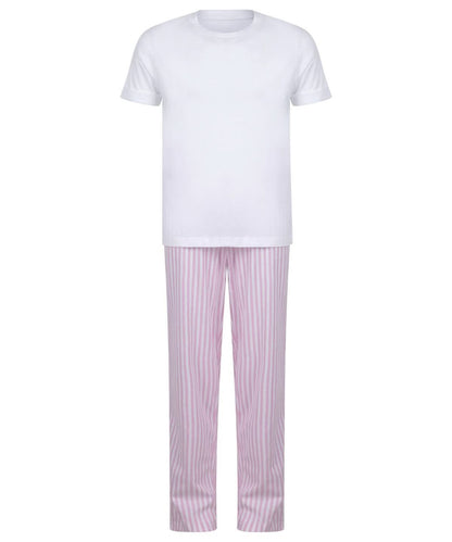 Towel City Kids long pyjamas TC059 - White Pink White Stripe - Customisable Pyjamas