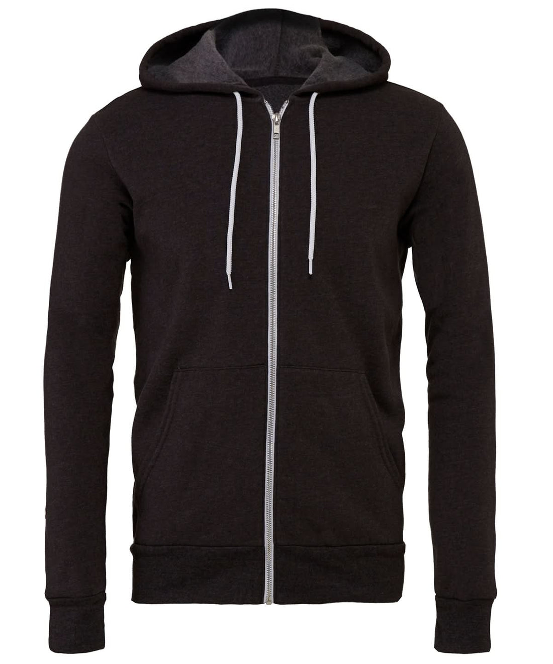 Bella Canvas Unisex polycotton fleece full zip hoodie Dark Grey Heather BE106 - Dark Grey Heather - Customisable Hoodies