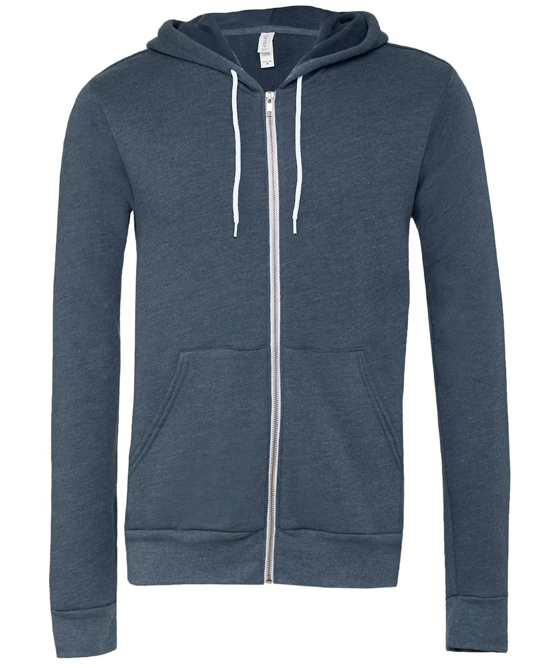 Bella Canvas Unisex polycotton fleece full zip hoodie Heather Navy BE106 - Heather Navy - Customisable Hoodies