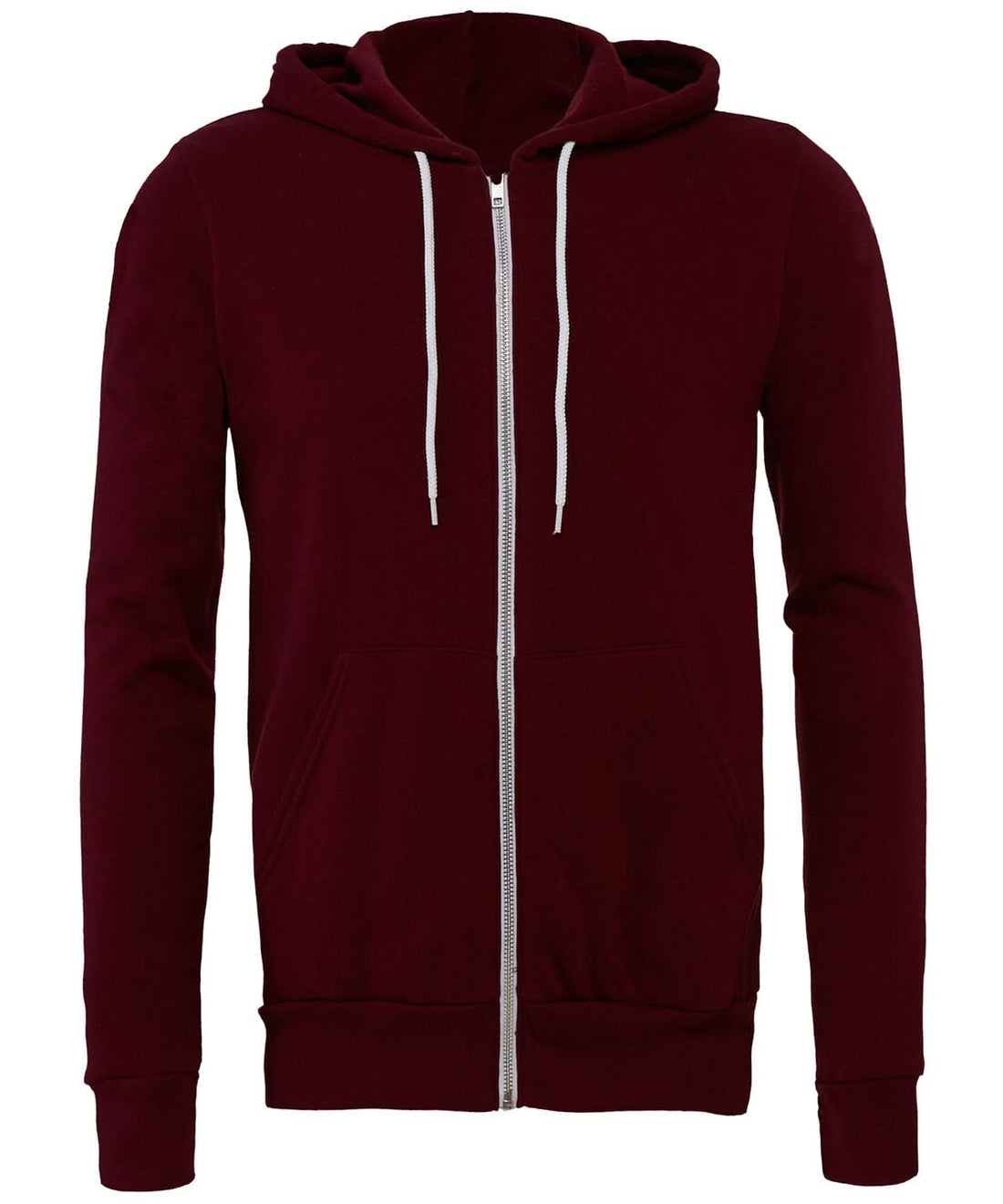 Bella Canvas Unisex polycotton fleece full zip hoodie Maroon BE106 - Maroon - Customisable Hoodies