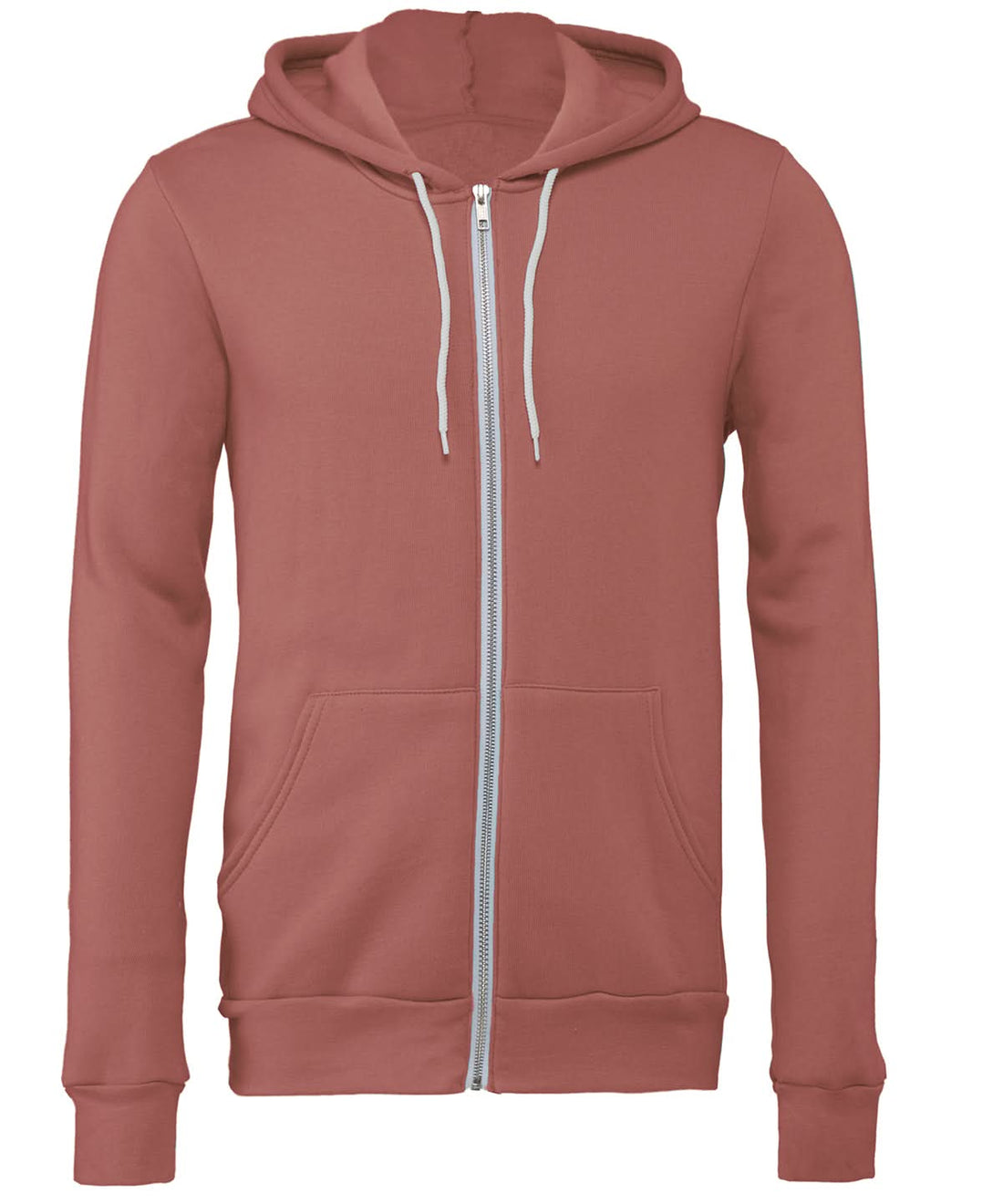 Bella Canvas Unisex polycotton fleece full zip hoodie Mauve BE106 - Mauve - Customisable Hoodies
