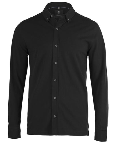 Nimbus Kingston stretch deluxe piqu shirt N103M - Black - Customisable Shirts