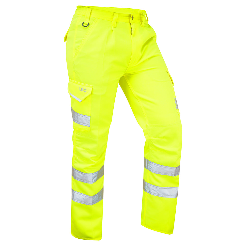 Leo Bideford EcoViz Hi-Vis Cargo Trousers CT01 - Hv Yellow - Customisable Hi Vis Trousers