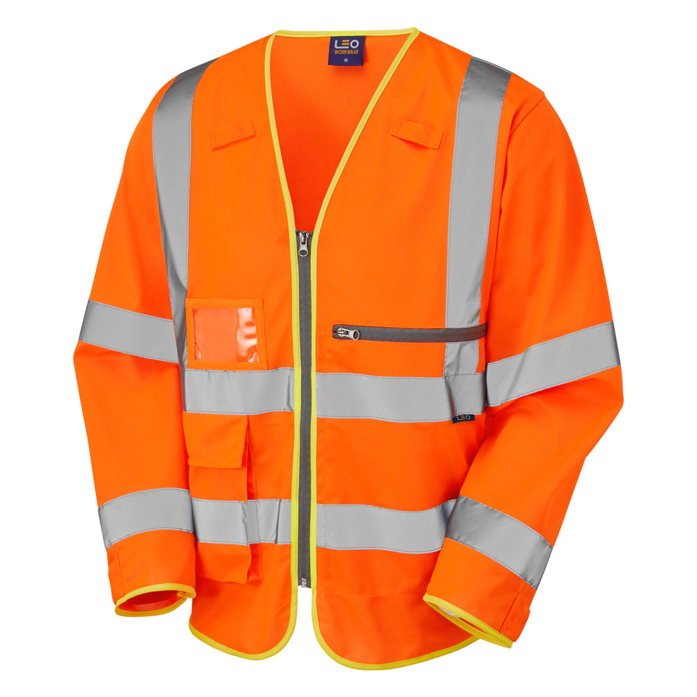 EcoViz Tablet Pocket Sleeved Superior Orange Waistcoat Heddon S24 - HV ORANGE - Customisable HV Vest