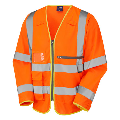 EcoViz Tablet Pocket Sleeved Superior Orange Waistcoat Heddon S24 - HV ORANGE - Customisable HV Vest