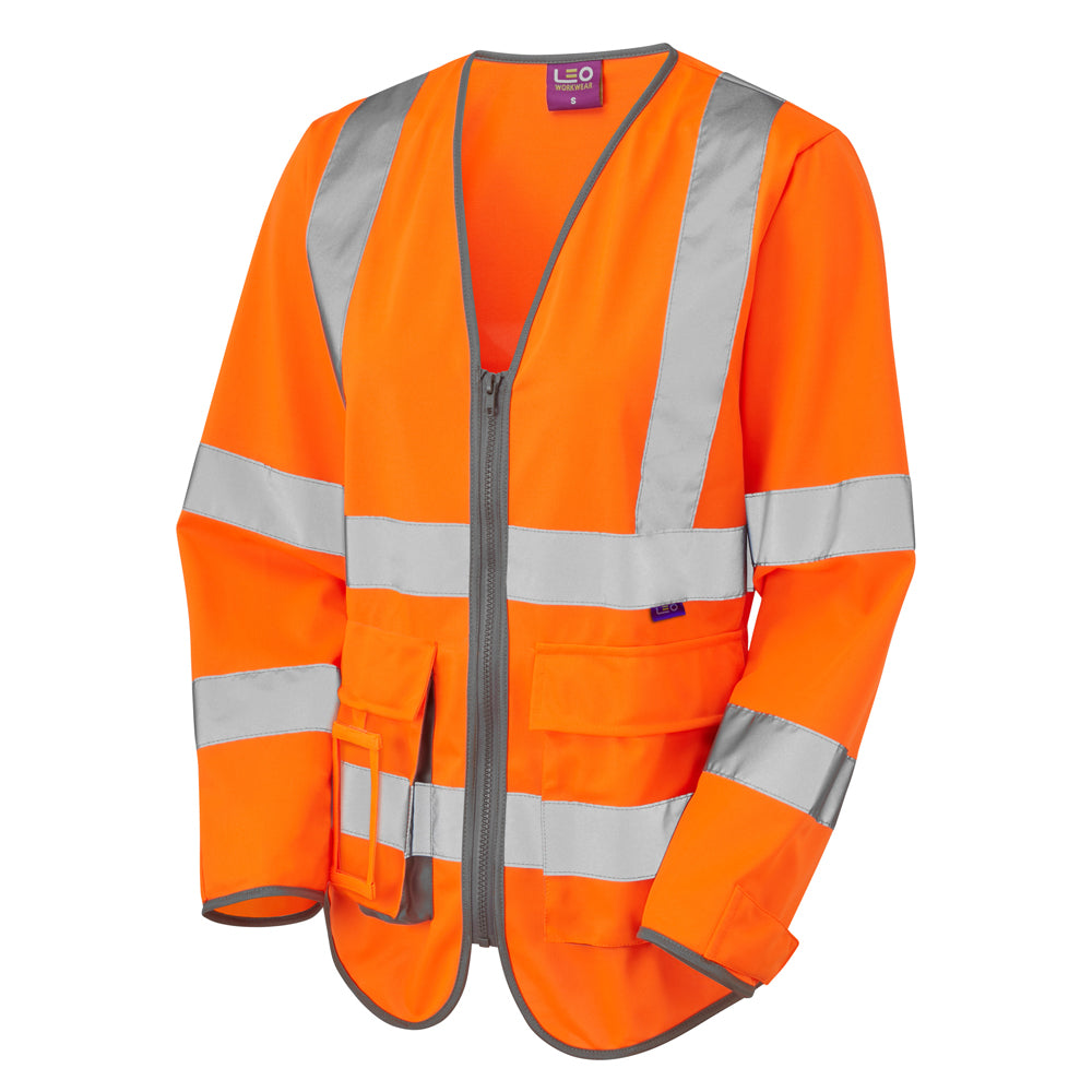 EcoViz Womens Sleeved Superior Orange Waistcoat Beaworthy SL12 - HV ORANGE - Customisable HV Vest