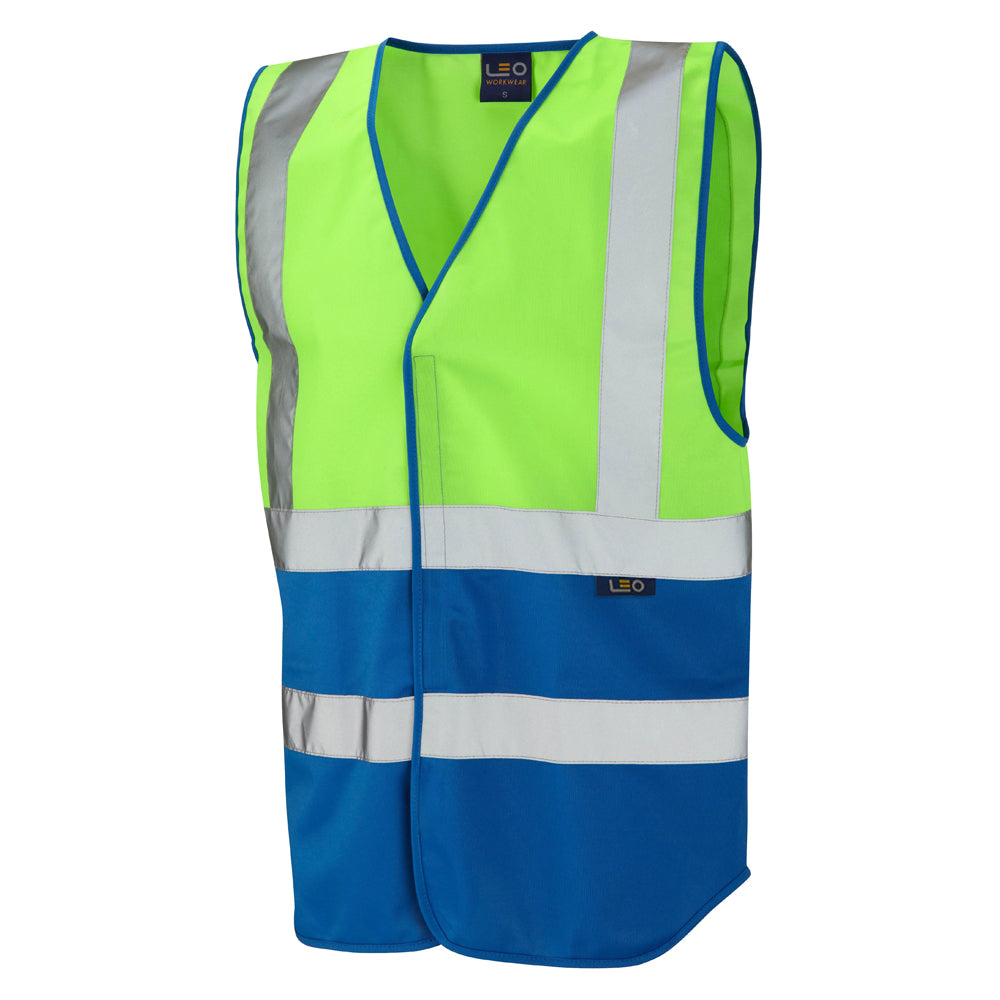 EcoViz Reflective Waistcoat LIME/ROYAL Pilton W05 - LIME ROYAL - Customisable HV Vest