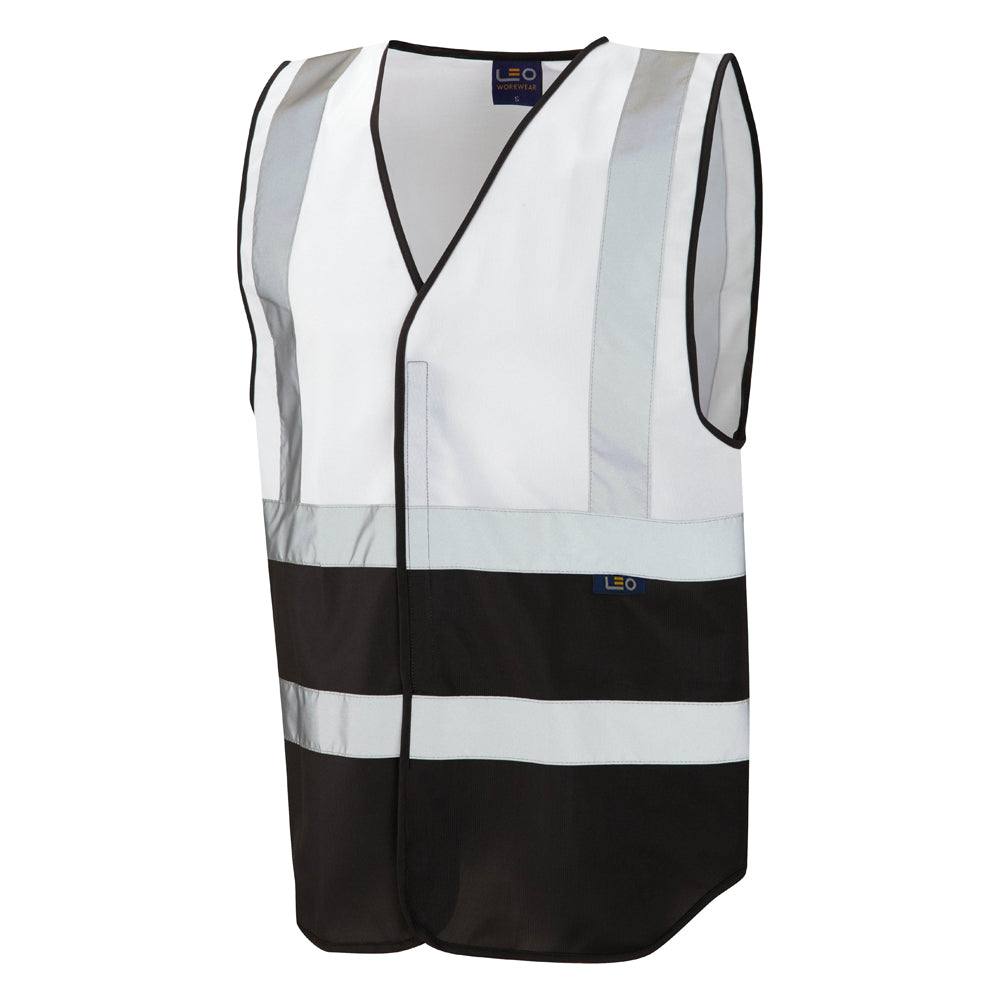 EcoViz Reflective Waistcoat WHITE/BLACK Pilton W05 - WHITE BLACK - Customisable HV Vest