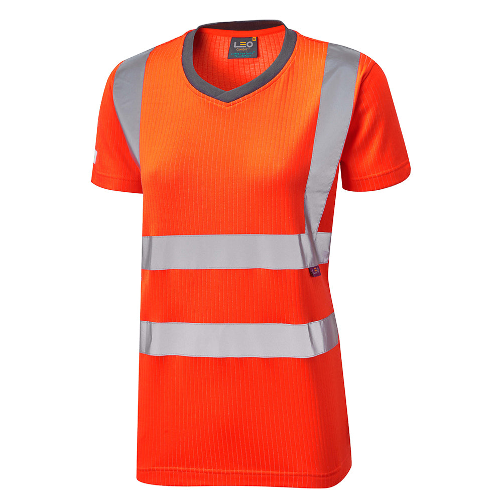 EcoViz Comfort Womens Orange T-Shirt Belstone TL01 - HV ORANGE - Customisable Hi-Vis T-Shirts
