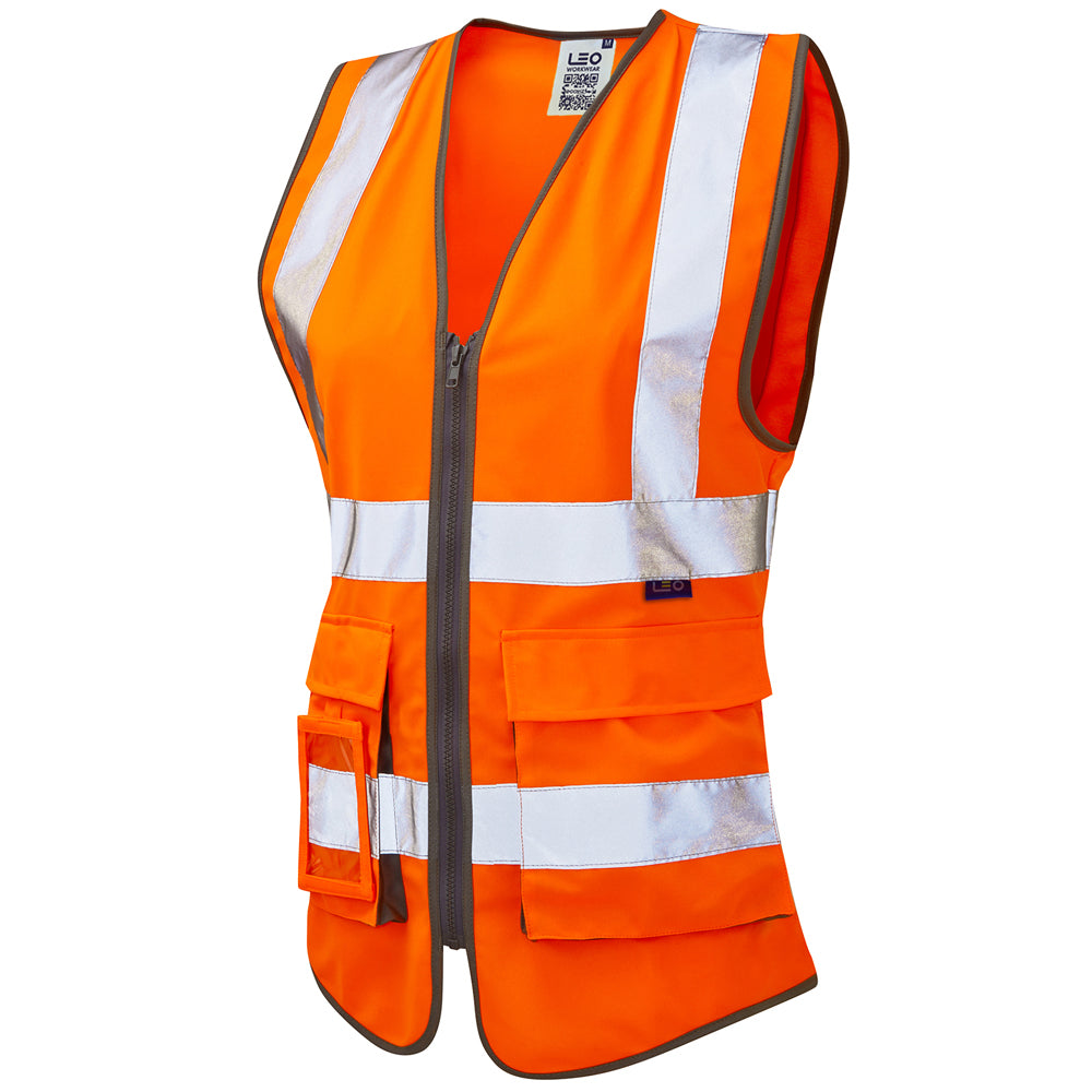 EcoViz Womens Superior Waistcoat Orange Lynmouth WL11 - HV ORANGE - Customisable HV Vest