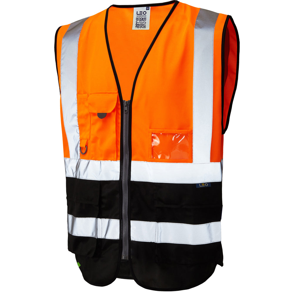 LYNTON EcoViz Superior Orange/ Black Waistcoat Lynton W11 - - Customisable HV Vest