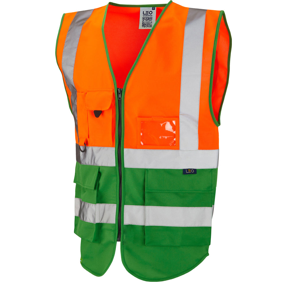EcoViz Superior Orange/ Green Waistcoat Lynton W11 - - Customisable HV Vest