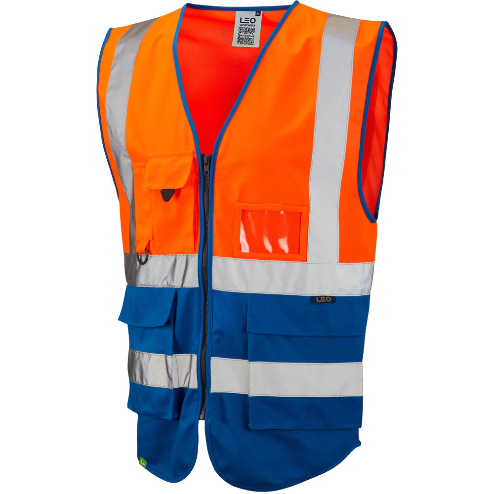 EcoViz Superior Orange/ Royal Waistcoat Lynton W11 - - Customisable HV Vest