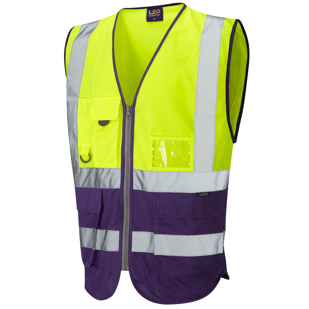 EcoViz Superior Waistcoat Yellow/ Purple Lynton W11 - - Customisable HV Vest